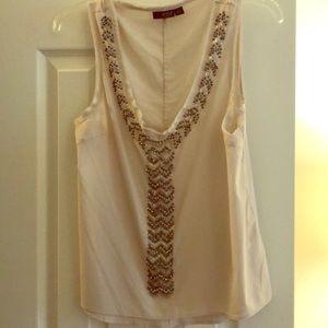 Beige beaded sleeveless top